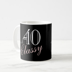 40. und klassischer schwarzer eleganter Schriftzug Kaffeetasse