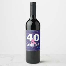 40 und Muster des geometrischen, blauen 80er Weinetikett