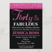 40 und rosa Glitter der fabelhaften