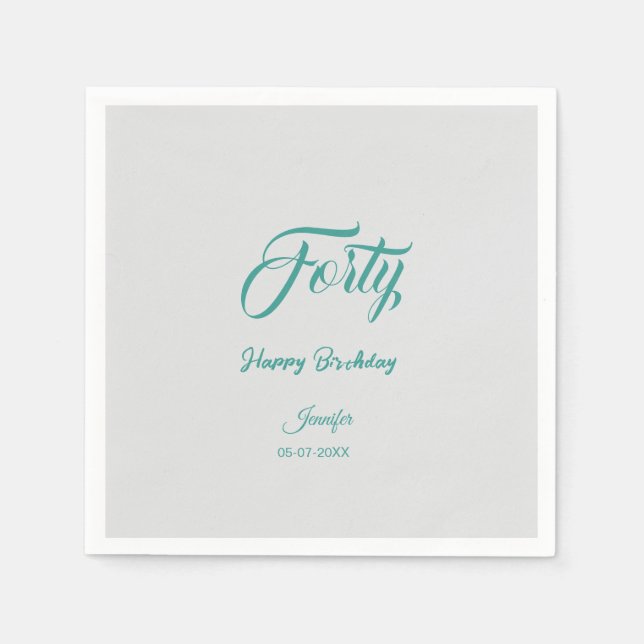 40. vierzigster BuchstabeGeburtstag Name Datum Jah Serviette (Vorderseite)