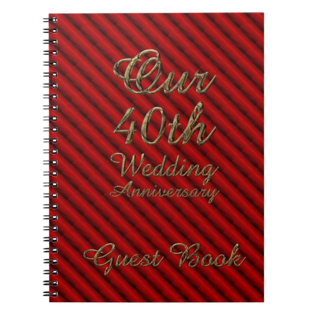 40. Wedding Anniversary Gästebuch Gold Ruby Notizblock (Vorderseite)