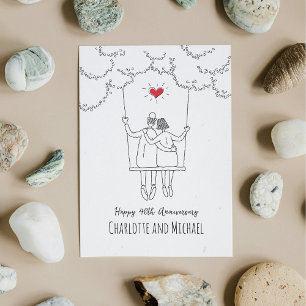 40. Wedding Ruby Jubiläum Red Heart Swing Card