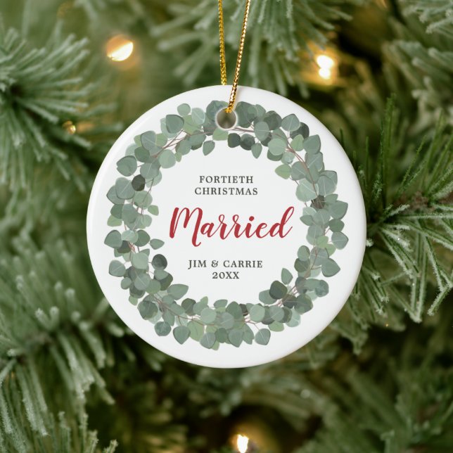 40. Weihnachten Verheirateten Personalisierten Mei Keramik Ornament (Baum)