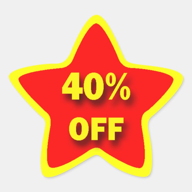 40 % weniger Star-Sticker Stern-Aufkleber (Vorderseite)