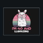 40 Year Old Bday Llamazing 40th Birthday Llama Postkarte<br><div class="desc">Retro Vintage Style Birthday Gift Design Perfect To Pair With Shorts,  Leggings Or Jeans For A Casual Yet Trendy Look. Humorous Funny Humor Birthday Gift Outfit For Family Member,  Loved One Or Yourself. Matches Loads Of Clothes. GET YOURS TODAY!</div>