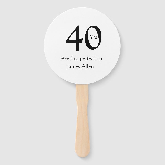 40 years aged to perfection birthday name simple  fächer (Vorderseite)