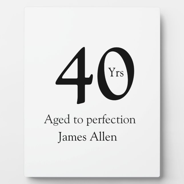 40 years aged to perfection birthday name simple  fotoplatte (Vorderseite)