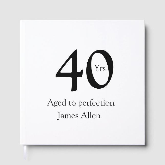 40 years aged to perfection birthday name simple  gästebuch (Vorderseite)