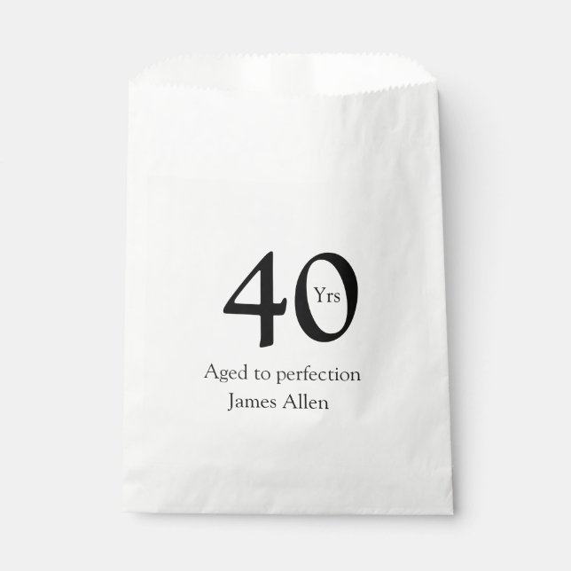 40 years aged to perfection birthday name simple  geschenktütchen (Vorderseite)