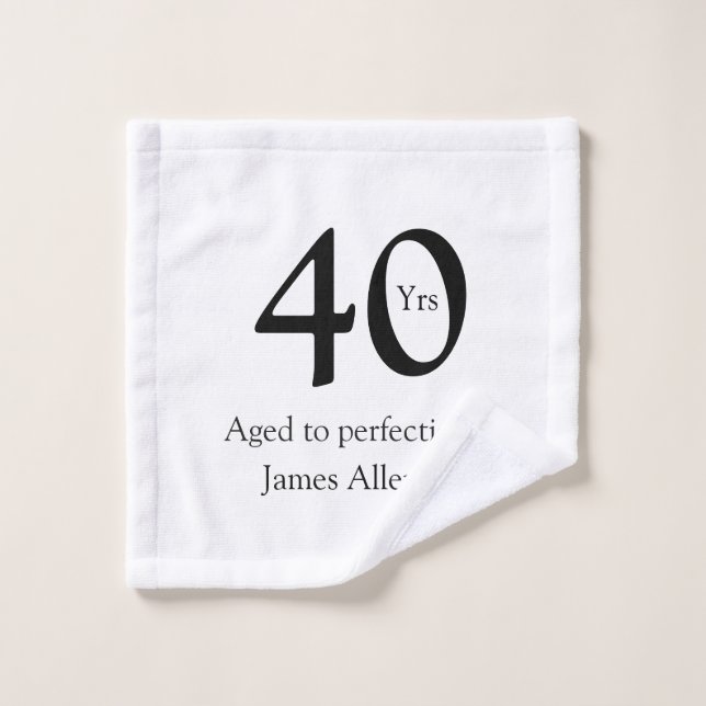 40 years aged to perfection birthday name simple  waschlappen (Waschlappen)