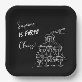 40 years Birthday Champagne tower funky Pappteller