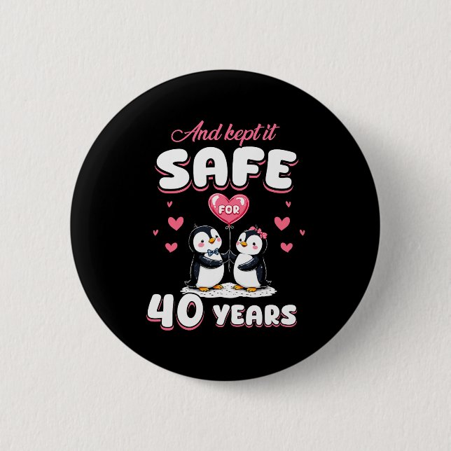 40 Years Wedding Anniversary Penguin Couples Match Button (Vorderseite)