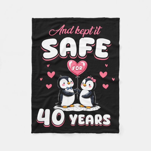 40 Years Wedding Anniversary Penguin Couples Match Fleecedecke (Vorderseite)