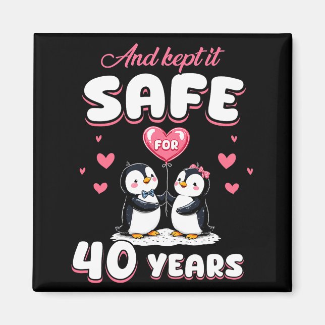 40 Years Wedding Anniversary Penguin Couples Match Magnet (Vorne)