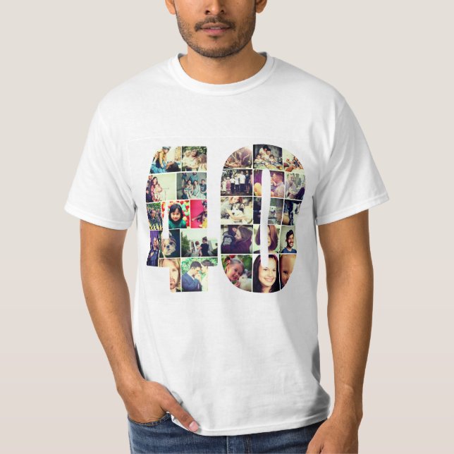 40 Zahlen Foto Collage T-Shirt (Vorderseite)