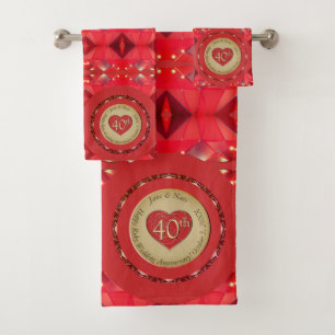 40e/15e Serviette d'anniversaire de Ruby