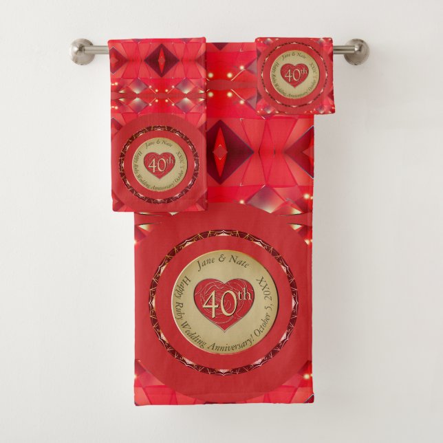 40e/15e Serviette d'anniversaire de Ruby (En situation)