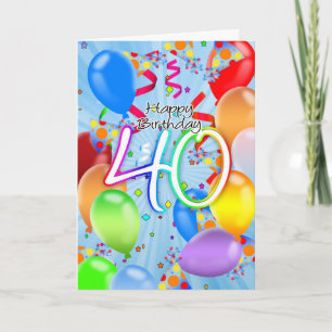 40e Anniversaire - Carte d'Anniversaire de Ballons