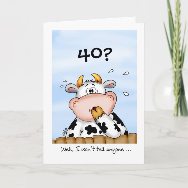 40e anniversaire - Carte humoristique avec vache s (Devant)