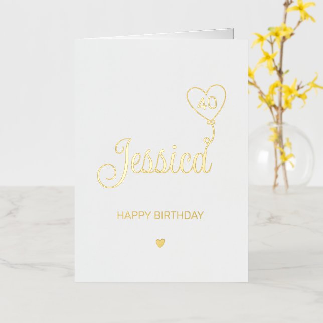 40e Anniversaire Carte Joyeux 40e Or (Fleur jaune)