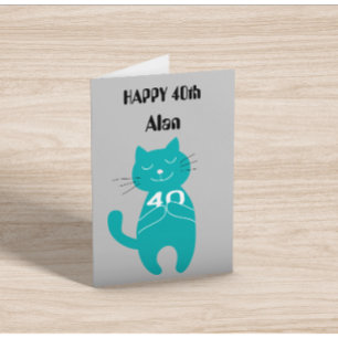 40e anniversaire chat 40 ans simple carte de nom c