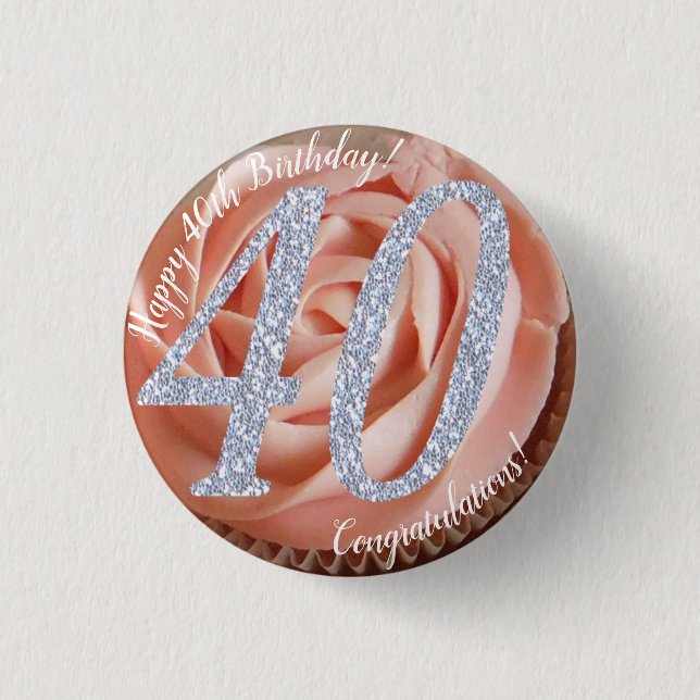 40e Anniversaire Cupcake 3 Cm Round Badge (Devant)