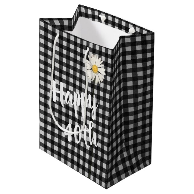 40e Anniversaire Daisy Sur En vichy Sac Cadeau Moy (Devant Angle)