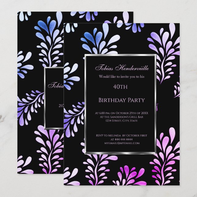 40e Anniversaire de la fête de l'homme invitation  (Devant / Derrière)