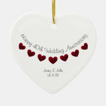 40e anniversaire de rubis mariage ornement cardiaq