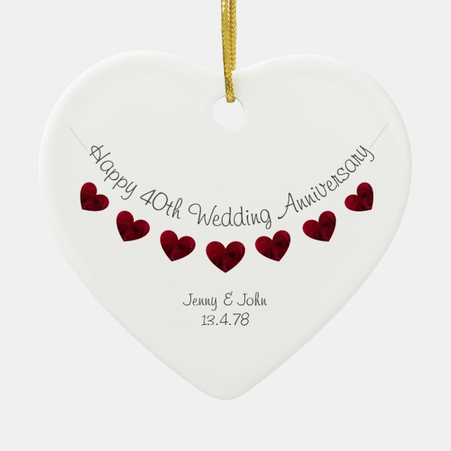 40e anniversaire de rubis mariage ornement cardiaq (Devant)