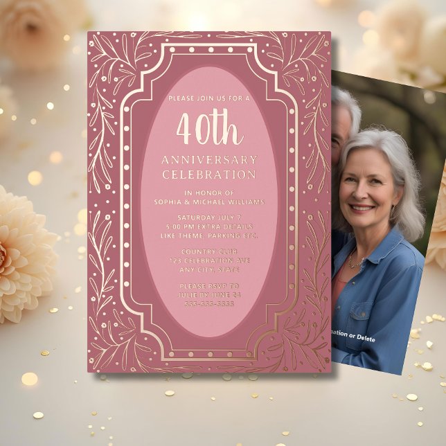 40e anniversaire du Mariage Invitations élégantes (Créateur téléchargé)
