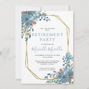 40e anniversaire Dusty Blue Floral Invitation
