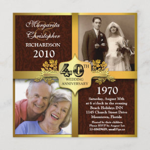 40e anniversaire élégantes invitations photo