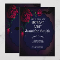 40e anniversaire fête gothique rouge Invitation