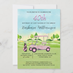 40e Anniversaire Fête Lady Golfer Thème Invitation