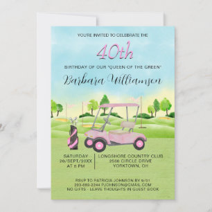 40e Anniversaire Fête Lady Golfer Thème Invitation