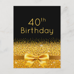 40e anniversaire fête noir or pétillant invitation