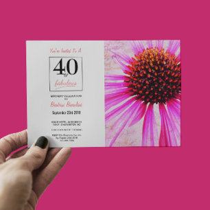 40e anniversaire Floral Photo Invitation