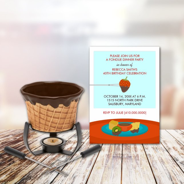 40e anniversaire Fondue Diner fêtes Invitations (Créateur téléchargé)