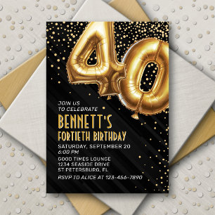 40e anniversaire Gold Black Invitation