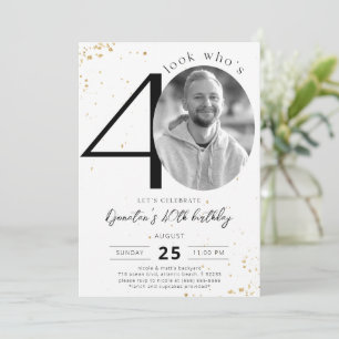 40e anniversaire Gold Invitation avec photo