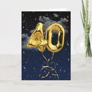 40e Anniversaire Gold Mylar Balloon et carte Confe