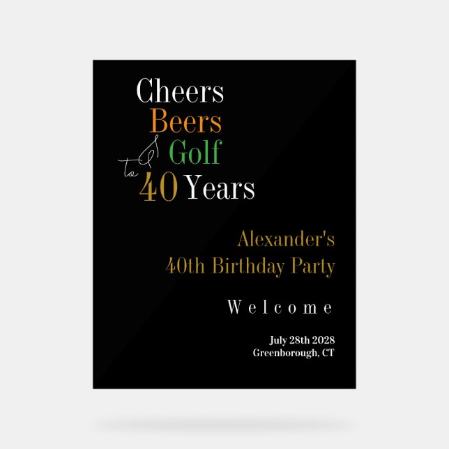 40e anniversaire Golf Cheers Bières Party Bienvenu (Recto)