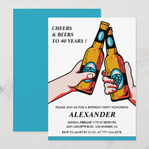 40e anniversaire Invitation Cheers and Beers Homme