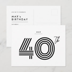 40e anniversaire Invitation Minimaliste Carte post