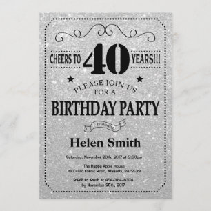 40e anniversaire Invitation Parties scintillant no