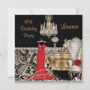 40E ANNIVERSAIRE Invitation VINTAGE BLING