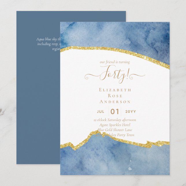 40e anniversaire Invitations Glamor Girly FUN mode (Devant / Derrière)