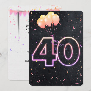 40e Anniversaire Neon Connexion Black Invitation