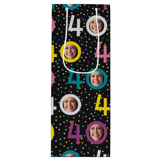 40e anniversaire Personnaliser photo Sac cadeau vi (Devant)